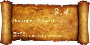 Heninger Arnold névjegykártya